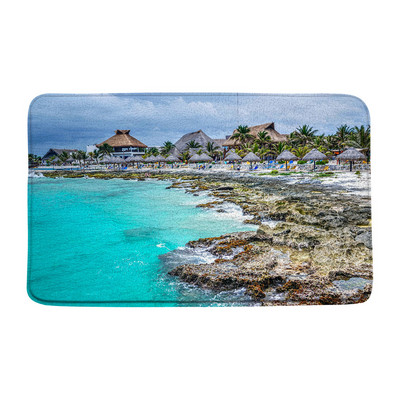 Grad Zgrada Krajolik Prostirka za kupanje Plavo more Morski pejzaž Dvorac Oceanski valovi Kupaonski dekor Tepih Neklizajuća podloga Krajolik Otirač Tepih