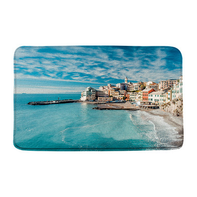 Grad Zgrada Krajolik Prostirka za kupanje Plavo more Morski pejzaž Dvorac Oceanski valovi Kupaonski dekor Tepih Neklizajuća podloga Krajolik Otirač Tepih