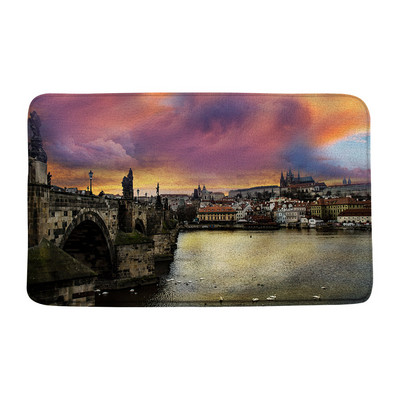 Grad Zgrada Krajolik Prostirka za kupanje Plavo more Morski pejzaž Dvorac Oceanski valovi Kupaonski dekor Tepih Neklizajuća podloga Krajolik Otirač Tepih