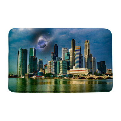 Grad Zgrada Krajolik Prostirka za kupanje Plavo more Morski pejzaž Dvorac Oceanski valovi Kupaonski dekor Tepih Neklizajuća podloga Krajolik Otirač Tepih