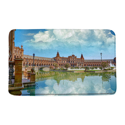 Grad Zgrada Krajolik Prostirka za kupanje Plavo more Morski pejzaž Dvorac Oceanski valovi Kupaonski dekor Tepih Neklizajuća podloga Krajolik Otirač Tepih