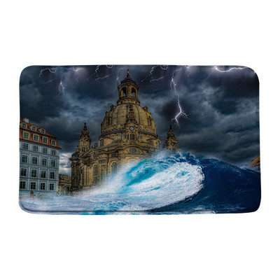 Grad Zgrada Krajolik Prostirka za kupanje Plavo more Morski pejzaž Dvorac Oceanski valovi Kupaonski dekor Tepih Neklizajuća podloga Krajolik Otirač Tepih