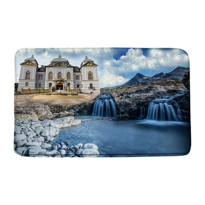Grad Zgrada Krajolik Prostirka za kupanje Plavo more Morski pejzaž Dvorac Oceanski valovi Kupaonski dekor Tepih Neklizajuća podloga Krajolik Otirač Tepih