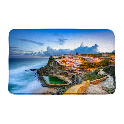 Grad Zgrada Krajolik Prostirka za kupanje Plavo more Morski pejzaž Dvorac Oceanski valovi Kupaonski dekor Tepih Neklizajuća podloga Krajolik Otirač Tepih