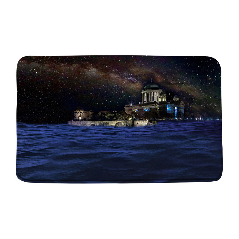 Grad Zgrada Krajolik Prostirka za kupanje Plavo more Morski pejzaž Dvorac Oceanski valovi Kupaonski dekor Tepih Neklizajuća podloga Krajolik Otirač Tepih