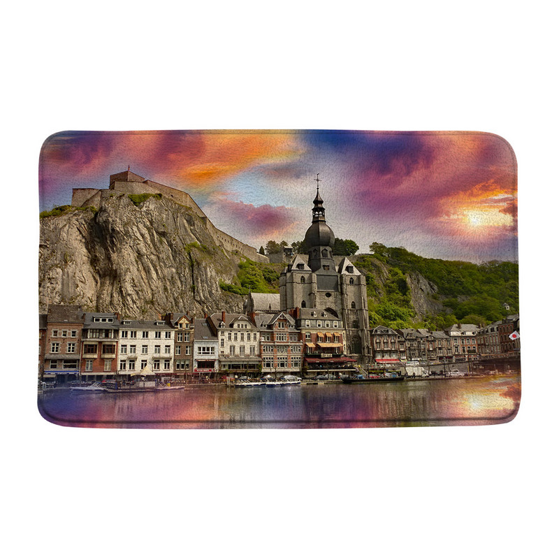 Grad Zgrada Krajolik Prostirka za kupanje Plavo more Morski pejzaž Dvorac Oceanski valovi Kupaonski dekor Tepih Neklizajuća podloga Krajolik Otirač Tepih