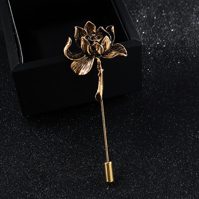 Senās personības Lotosa ziedu piespraudes krekls atloka piespraudes uzvalks, garas adatas piespraudes un saktas sievietēm un vīriešiem Aksesuāri