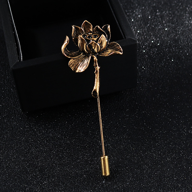 Senās personības Lotosa ziedu piespraudes krekls atloka piespraudes uzvalks, garas adatas piespraudes un saktas sievietēm un vīriešiem Aksesuāri