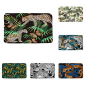 Leopard Butterfly vannas paklājiņš Cheetah Safari Wildlife Jungle Animal Paklājs Tropical Palm Leaf Vannas istabas grīdas paklājs absorbējošs kāju paklājiņš