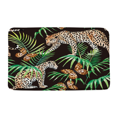 Leopard Butterfly vannas paklājiņš Cheetah Safari Wildlife Jungle Animal Paklājs Tropical Palm Leaf Vannas istabas grīdas paklājs absorbējošs kāju paklājiņš