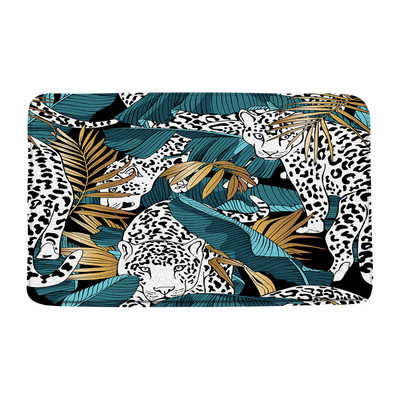Leopard Butterfly vannas paklājiņš Cheetah Safari Wildlife Jungle Animal Paklājs Tropical Palm Leaf Vannas istabas grīdas paklājs absorbējošs kāju paklājiņš