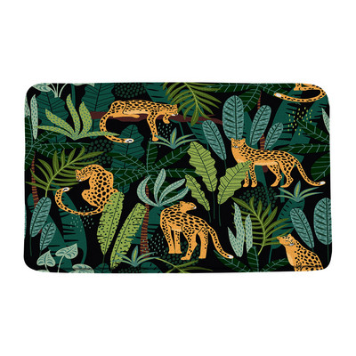 Leopard Butterfly vannas paklājiņš Cheetah Safari Wildlife Jungle Animal Paklājs Tropical Palm Leaf Vannas istabas grīdas paklājs absorbējošs kāju paklājiņš
