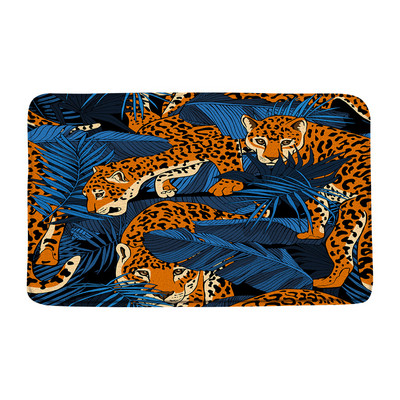 Leopard Butterfly vannas paklājiņš Cheetah Safari Wildlife Jungle Animal Paklājs Tropical Palm Leaf Vannas istabas grīdas paklājs absorbējošs kāju paklājiņš