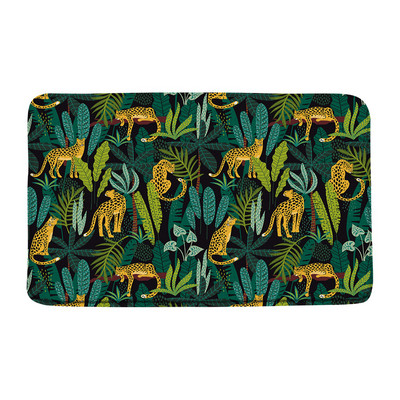 Leopard Butterfly vannas paklājiņš Cheetah Safari Wildlife Jungle Animal Paklājs Tropical Palm Leaf Vannas istabas grīdas paklājs absorbējošs kāju paklājiņš