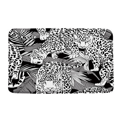 Leopard Butterfly vannas paklājiņš Cheetah Safari Wildlife Jungle Animal Paklājs Tropical Palm Leaf Vannas istabas grīdas paklājs absorbējošs kāju paklājiņš