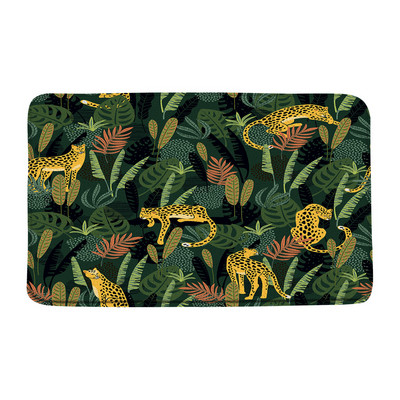 Leopard Butterfly vannas paklājiņš Cheetah Safari Wildlife Jungle Animal Paklājs Tropical Palm Leaf Vannas istabas grīdas paklājs absorbējošs kāju paklājiņš