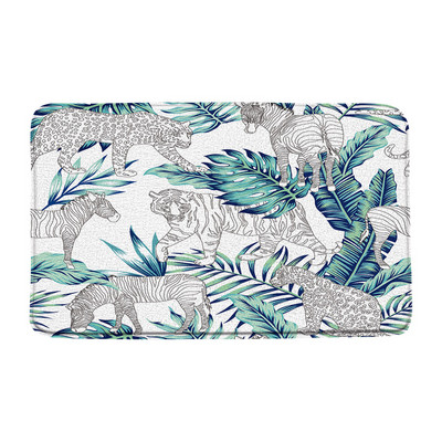 Leopard Butterfly vannas paklājiņš Cheetah Safari Wildlife Jungle Animal Paklājs Tropical Palm Leaf Vannas istabas grīdas paklājs absorbējošs kāju paklājiņš