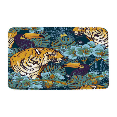 Leopard Butterfly vannas paklājiņš Cheetah Safari Wildlife Jungle Animal Paklājs Tropical Palm Leaf Vannas istabas grīdas paklājs absorbējošs kāju paklājiņš