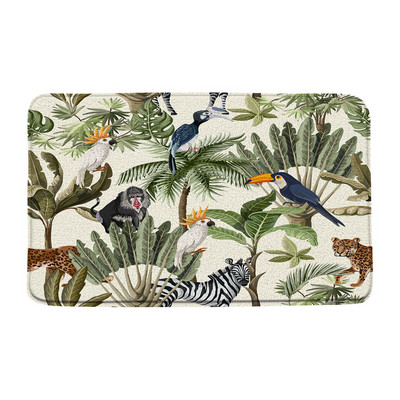 Leopard Butterfly vannas paklājiņš Cheetah Safari Wildlife Jungle Animal Paklājs Tropical Palm Leaf Vannas istabas grīdas paklājs absorbējošs kāju paklājiņš