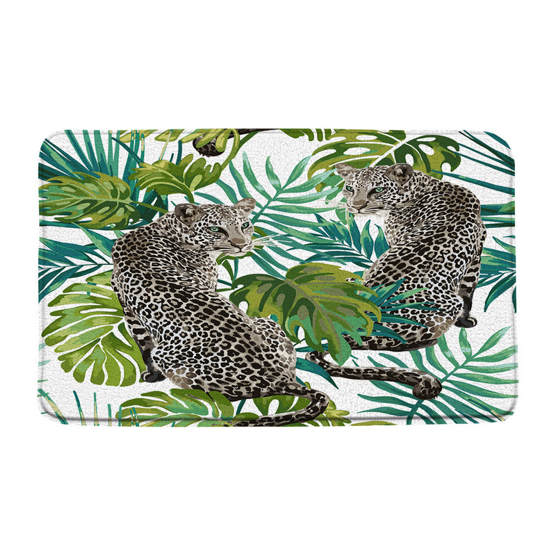Leopard Butterfly vannas paklājiņš Cheetah Safari Wildlife Jungle Animal Paklājs Tropical Palm Leaf Vannas istabas grīdas paklājs absorbējošs kāju paklājiņš