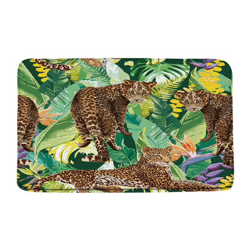 Leopard Butterfly vannas paklājiņš Cheetah Safari Wildlife Jungle Animal Paklājs Tropical Palm Leaf Vannas istabas grīdas paklājs absorbējošs kāju paklājiņš