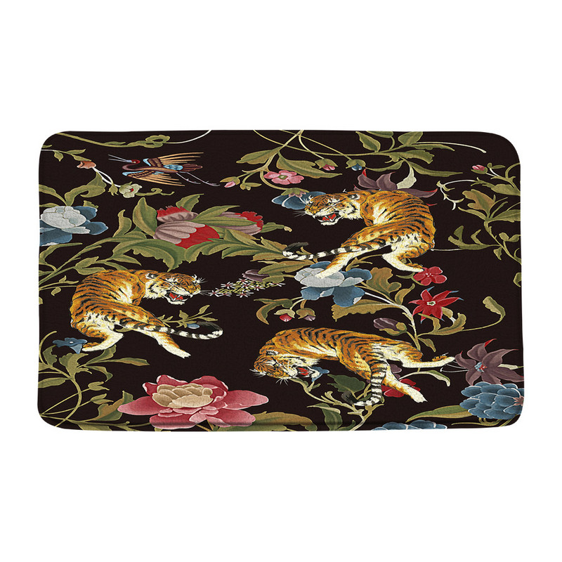 Leopard Butterfly vannas paklājiņš Cheetah Safari Wildlife Jungle Animal Paklājs Tropical Palm Leaf Vannas istabas grīdas paklājs absorbējošs kāju paklājiņš