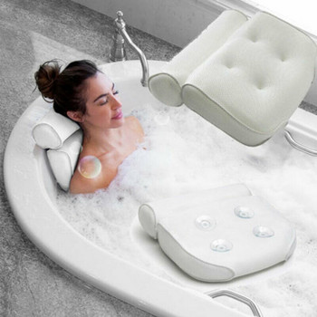 3D мрежеста спа възглавница за вана за вана, спа възглавница, неплъзгаща се възглавница за вана, облегалка за глава с вендузи за врата и гърба Консумативи за баня