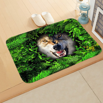Χαλάκι μπάνιου άγριων ζώων Δάσος Φύλλα γρασιδιού Χαλί δεινόσαυρος Τίγρη αντιολισθητικό ποδαράκι Wolf Lion Χαλάκι μπάνιου πόρτας Χαλί δαπέδου Διακόσμηση σπιτιού