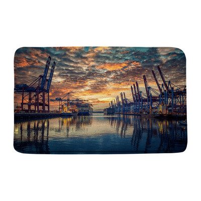 Otok Santorini Pejzaž Prostirka za kupanje Ne-silp Plavo more Krajolik Cvijeće Turistička zgrada Kupaonski tepih Podni tepisi Unutarnji otirač