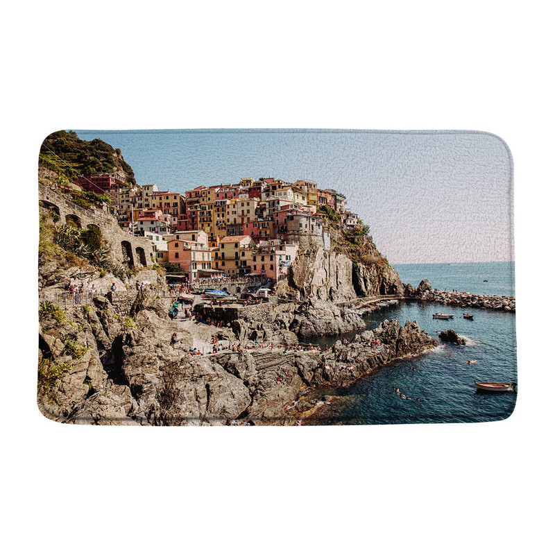 Otok Santorini Pejzaž Prostirka za kupanje Ne-silp Plavo more Krajolik Cvijeće Turistička zgrada Kupaonski tepih Podni tepisi Unutarnji otirač