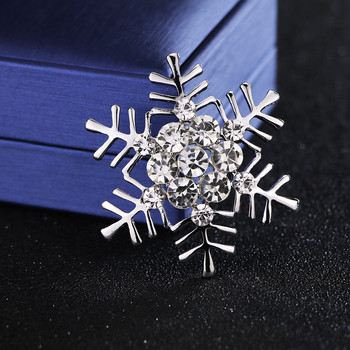 Корейски сребърен цвят Сладка брошка снежинка Женски кристален кристал Корсаж Риза с ревери Рокля Бижута Аксесоари за дрехи