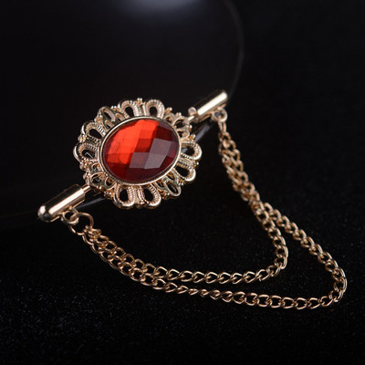 i-Remiel Novi vintage kristalni broš s ovalnim ovratnikom s resicama i kopčom za lančiće za žene, muškarce, odijelo na rever, košulju, modne dodatke