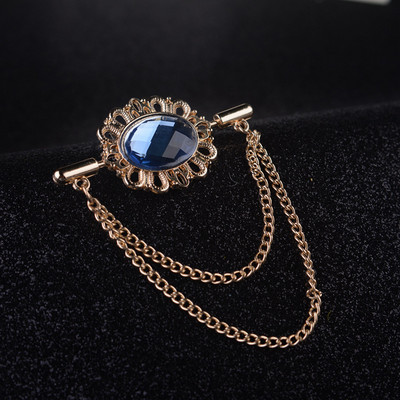 i-Remiel Novi vintage kristalni broš s ovalnim ovratnikom s resicama i kopčom za lančiće za žene, muškarce, odijelo na rever, košulju, modne dodatke