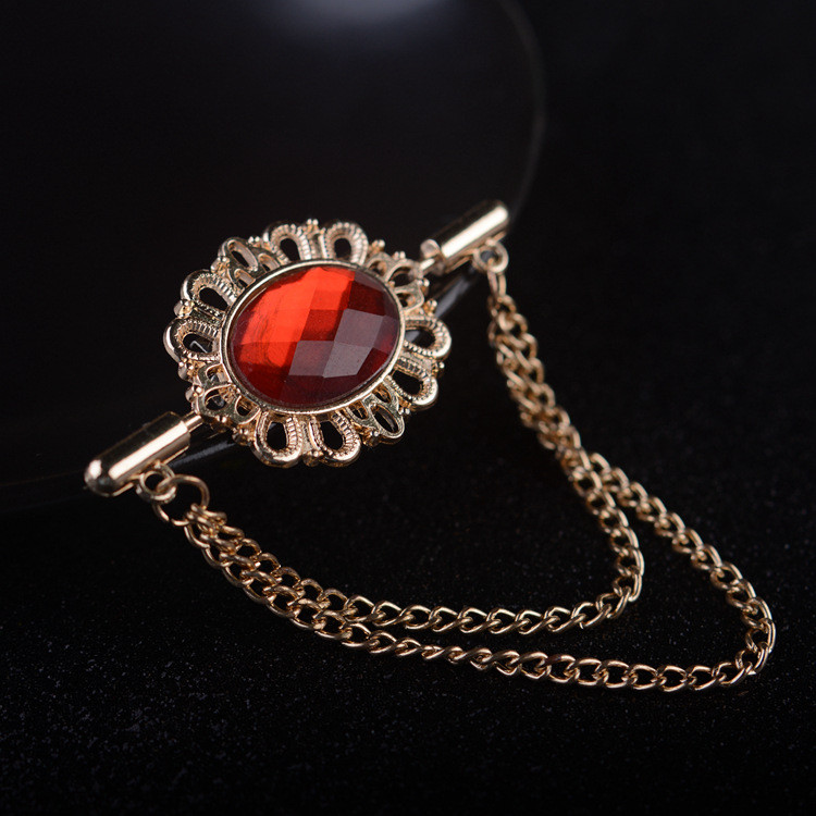 i-Remiel Novi vintage kristalni broš s ovalnim ovratnikom s resicama i kopčom za lančiće za žene, muškarce, odijelo na rever, košulju, modne dodatke