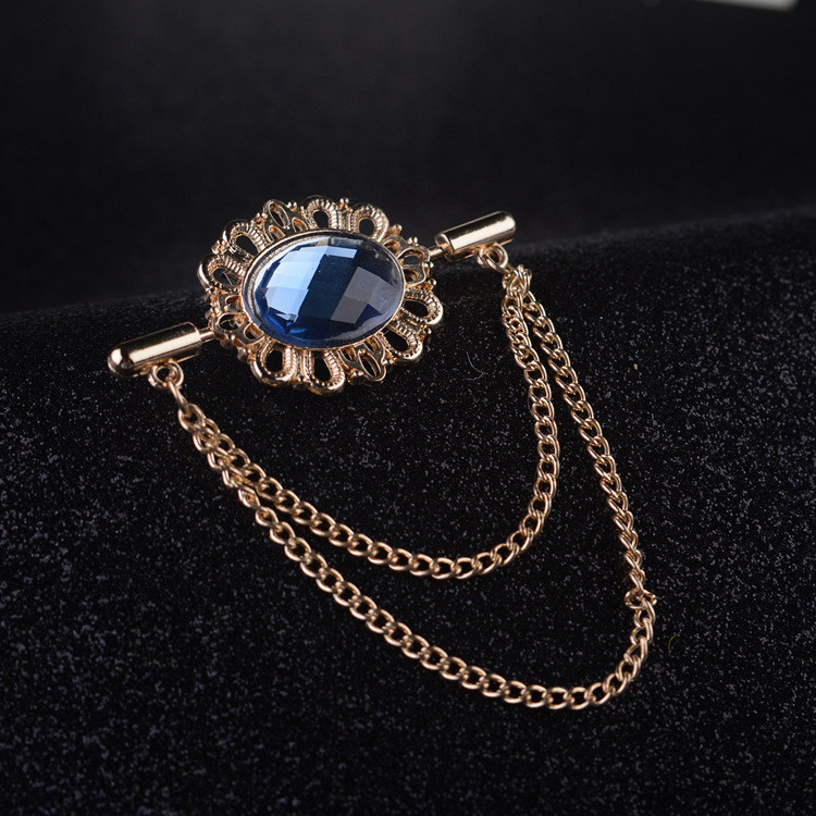 i-Remiel Novi vintage kristalni broš s ovalnim ovratnikom s resicama i kopčom za lančiće za žene, muškarce, odijelo na rever, košulju, modne dodatke