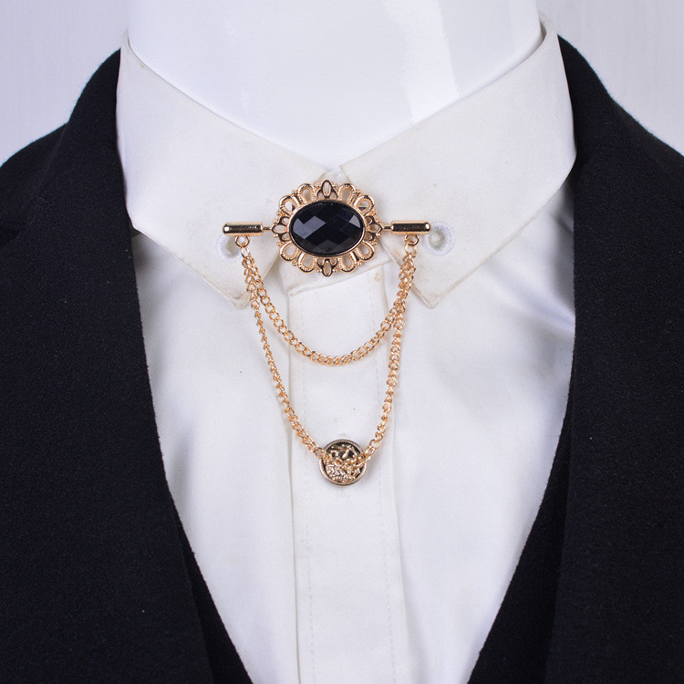 i-Remiel Novi vintage kristalni broš s ovalnim ovratnikom s resicama i kopčom za lančiće za žene, muškarce, odijelo na rever, košulju, modne dodatke