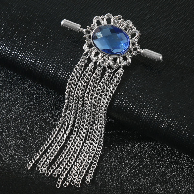 i-Remiel Novi vintage kristalni broš s ovalnim ovratnikom s resicama i kopčom za lančiće za žene, muškarce, odijelo na rever, košulju, modne dodatke