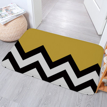 Wave Stripe Подложки за баня Противохлъзгащи се жълти черни геометрични подложки за крака Изтривалка за спалня Кухня Входна буква Кариран килим Килим за пода