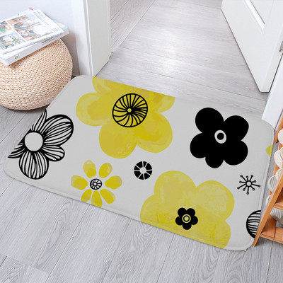 Protuklizne prostirke s valovitim prugama Žuto crne geometrijske jastučiće za noge Otirač za spavaću sobu Kuhinjski ulaz Slovo Karirani tepih Podna prostirka