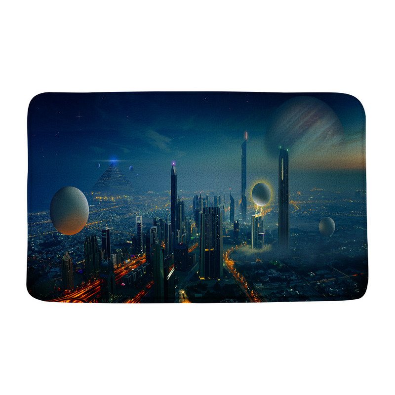 Grad Zvjezdani noćni pogled Prostirka za kupaonicu Umjetnička zgrada Pun mjesec Svemir Kupaonski tepih Dekoracija Spavaća soba Kuhinja WC Otirač Meka memorijska pjena