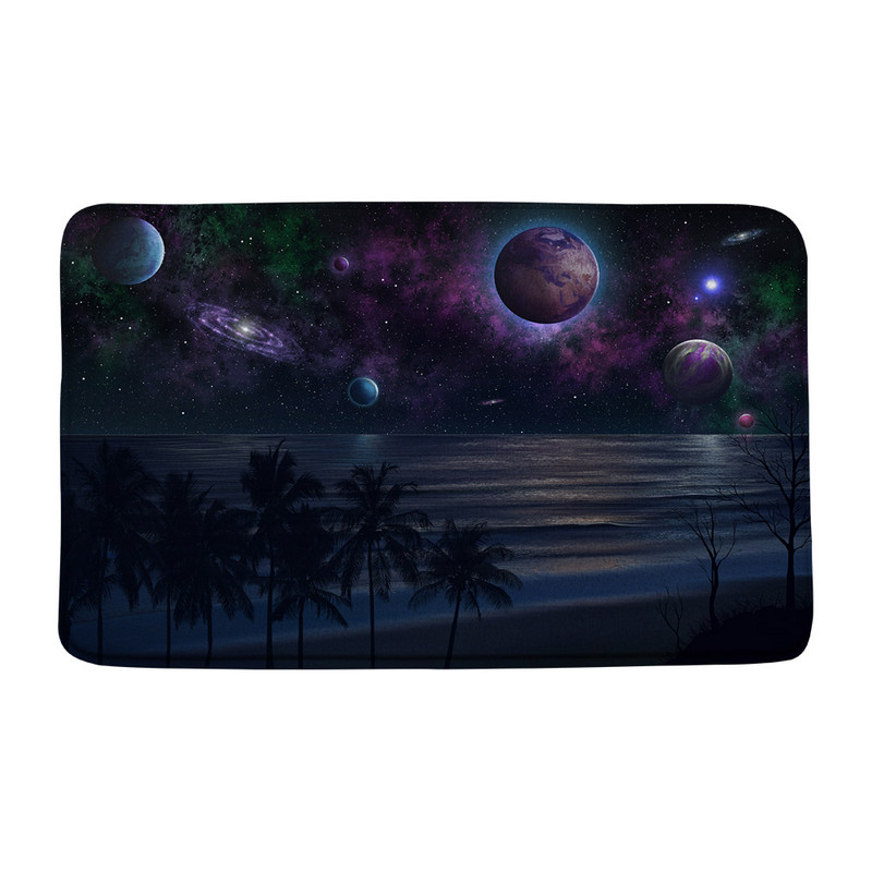 Grad Zvjezdani noćni pogled Prostirka za kupaonicu Umjetnička zgrada Pun mjesec Svemir Kupaonski tepih Dekoracija Spavaća soba Kuhinja WC Otirač Meka memorijska pjena
