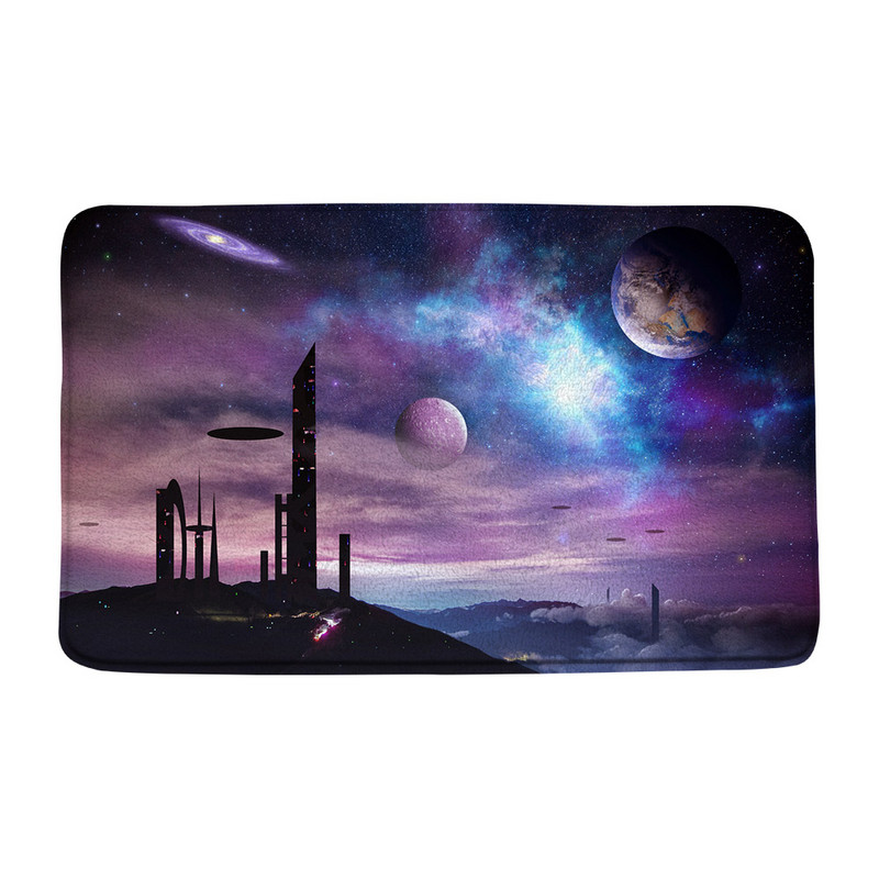 Grad Zvjezdani noćni pogled Prostirka za kupaonicu Umjetnička zgrada Pun mjesec Svemir Kupaonski tepih Dekoracija Spavaća soba Kuhinja WC Otirač Meka memorijska pjena