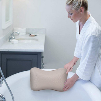 Αναπνεύσιμο 3D Mesh Μαξιλάρι μπάνιου SPA με βεντούζες Λαιμός και υποστήριξη πλάτης Μαξιλάρι σπα για οικιακό υδρομασάζ Αξεσουάρ μπάνιου