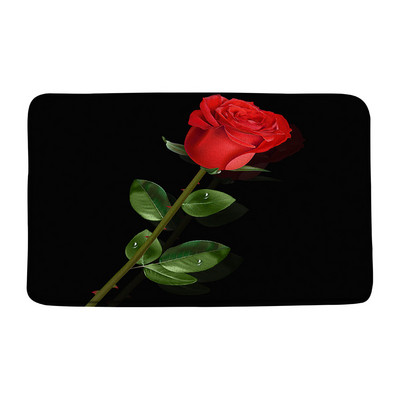 Zila roze, zaļas lapas, vannas paklājiņš, akvarelis, ziedi, ziedi rasas ūdens, vannas istabas paklājs, neslīdošs flaneļa paklājs iekštelpām, āra durvju paklājs