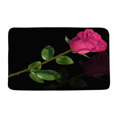 Zila roze, zaļas lapas, vannas paklājiņš, akvarelis, ziedi, ziedi rasas ūdens, vannas istabas paklājs, neslīdošs flaneļa paklājs iekštelpām, āra durvju paklājs