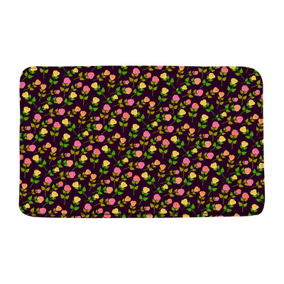 Zila roze, zaļas lapas, vannas paklājiņš, akvarelis, ziedi, ziedi rasas ūdens, vannas istabas paklājs, neslīdošs flaneļa paklājs iekštelpām, āra durvju paklājs