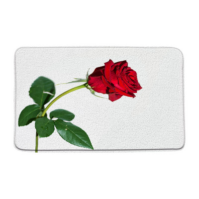 Zila roze, zaļas lapas, vannas paklājiņš, akvarelis, ziedi, ziedi rasas ūdens, vannas istabas paklājs, neslīdošs flaneļa paklājs iekštelpām, āra durvju paklājs