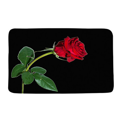 Zila roze, zaļas lapas, vannas paklājiņš, akvarelis, ziedi, ziedi rasas ūdens, vannas istabas paklājs, neslīdošs flaneļa paklājs iekštelpām, āra durvju paklājs