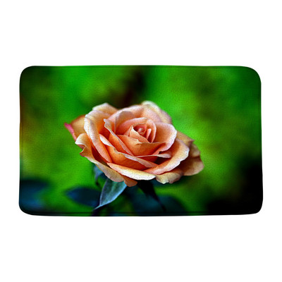 Zila roze, zaļas lapas, vannas paklājiņš, akvarelis, ziedi, ziedi rasas ūdens, vannas istabas paklājs, neslīdošs flaneļa paklājs iekštelpām, āra durvju paklājs