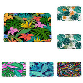 Tropsko lišće, cvijet, prostirka za kupaonicu, zelena biljka, cvjetni krajolik, palma, čudovište, akvarel, neklizajući tepih za kupaonicu, kuhinjski ulazni tepisi
